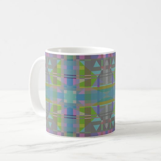 Green Blue Lila Geometric Kaffeetasse (Vorderseite Links)