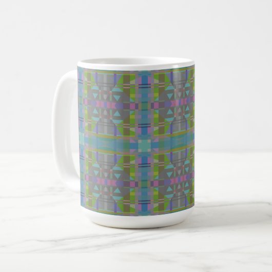 Green Blue Lila Geometric Kaffeetasse (Vorderseite Links)