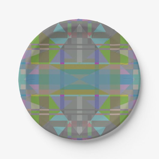Green Blue Lila Geometric Pappteller (Vorderseite)
