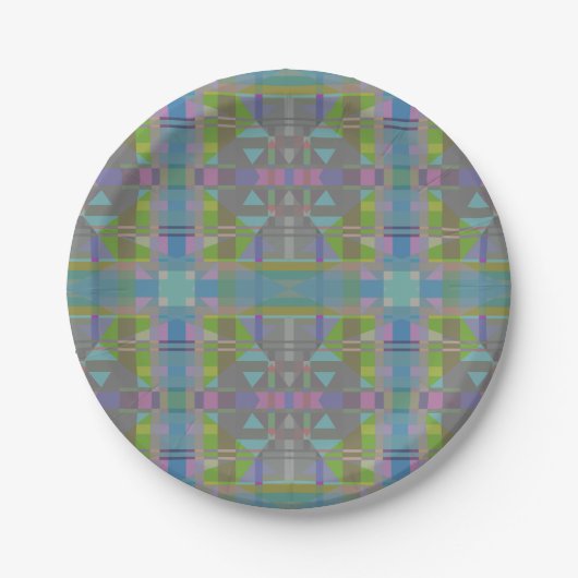 Green Blue Lila Geometric Pappteller (Vorderseite)