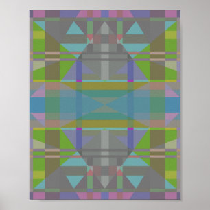 Green Blue Lila Geometric Poster