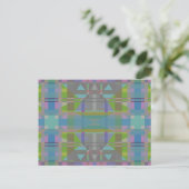 Green Blue Lila Geometric Postkarte (Stehend Vorderseite)