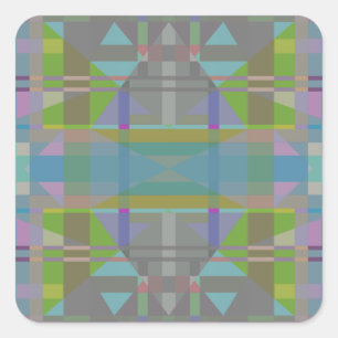 Green Blue Lila Geometric Quadratischer Aufkleber