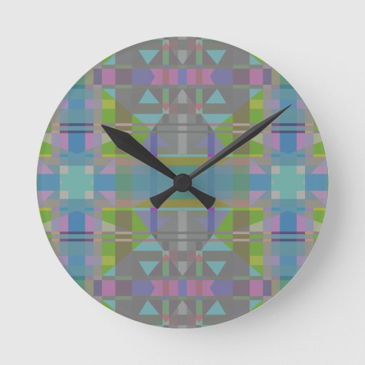 Green Blue Lila Geometric Runde Wanduhr (Vorderseite)