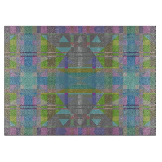 Green Blue Lila Geometric Schneidebrett (Vorderseite)