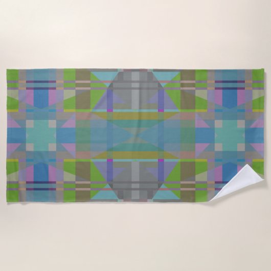 Green Blue Lila Geometric Strandtuch (Vorderseite)