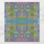 Green Blue Lila Geometric Weinetikett (Einzelnes Label)