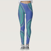 Green Blue Lila Mandala Design Leggings (Vorderseite)