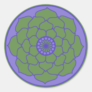 Green Blue Lotus Mandala Runder Aufkleber