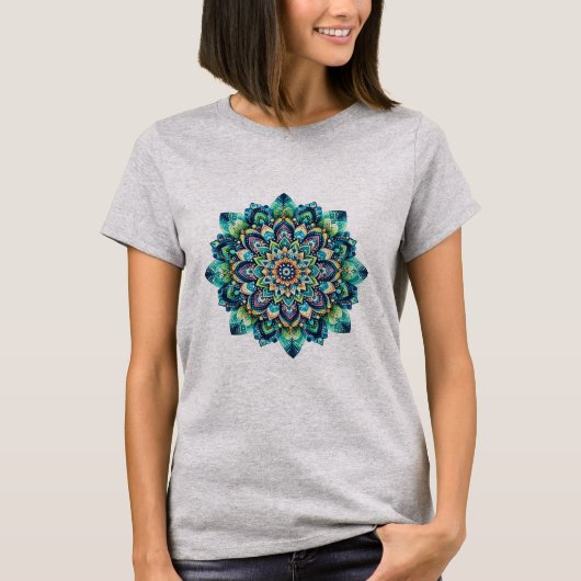 Green/Blue Mandala Basic-T - Shirt (Vorderseite)