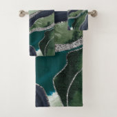 Green Blue Marble Agate Silver Glitzer Glam #1 Badhandtuch Set (Insitu)