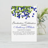 Green & Blue Metallic Confetti Abschluss laden ein Einladung (Stehend Vorderseite)
