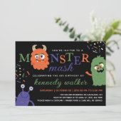 Green Blue Monster Mash Halloween-Party Einladung (Stehend Vorderseite)