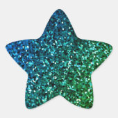 Green Blue Ombre Glitzer Sparkle Funkelnd Muster Stern-Aufkleber (Vorderseite)