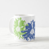 Green Blue Orange Blume Motif Kaffeetasse (Vorderseite Links)