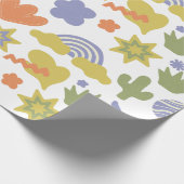 Green Blue & Orange Handgezeichneter Stil in Babyd Geschenkpapier (Ecke)
