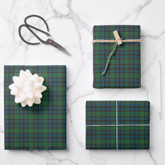 Green Blue Orange Plaid Tartan Geschenkpapier Set (Vorderseite)
