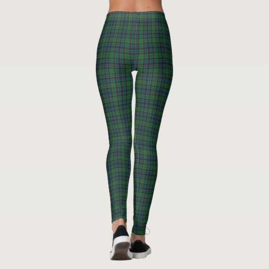 Green Blue Orange Plaid Tartan Leggings (Rückseite)