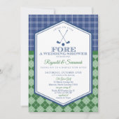 Green Blue PAR T-SHIRT Golf Couple Dusche Einladun Einladung (Vorderseite)