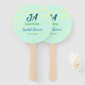 Green blue pastel watercolor bridal shower name da fächer (Vorne und Hinten)