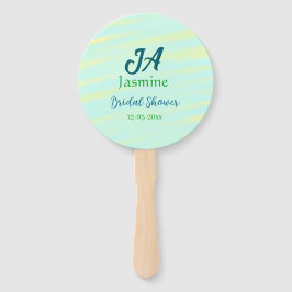 Green blue pastel watercolor bridal shower name da fächer