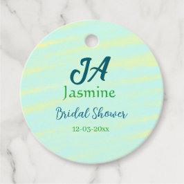 Green blue pastel watercolor bridal shower name da geschenkanhänger