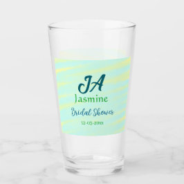 Green blue pastel watercolor bridal shower name da glas