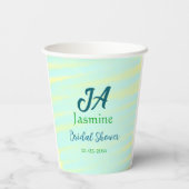 Green blue pastel watercolor bridal shower name da pappbecher (Rückseite)
