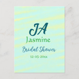 Green blue pastel watercolor bridal shower name da postkarte