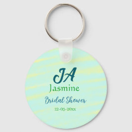 Green blue pastel watercolor bridal shower name da schlüsselanhänger