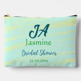 Green blue pastel watercolor bridal shower name da zubehörtasche