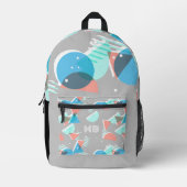 Green Blue Peach Orange Grau Midjahrs Kunst Bedruckter Rucksack (Vorderseite)