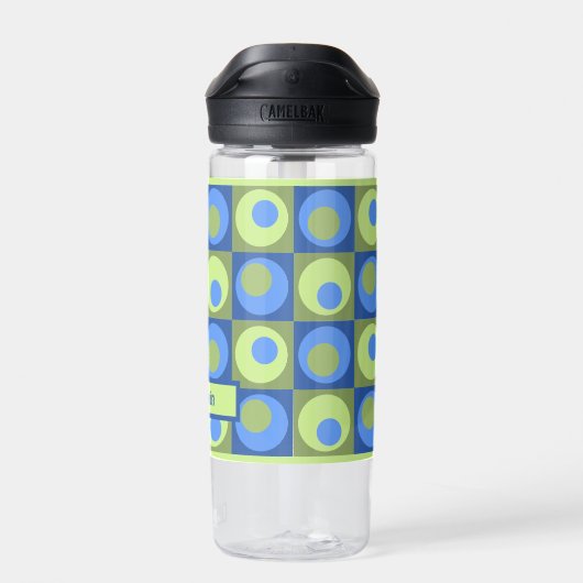 Green Blue Personalisiert Dot Square Theme Trinkflasche (Rückseite)