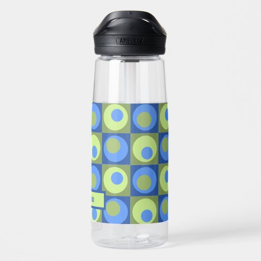 Green Blue Personalisiert Square Dot Pattern Trinkflasche (Rückseite)