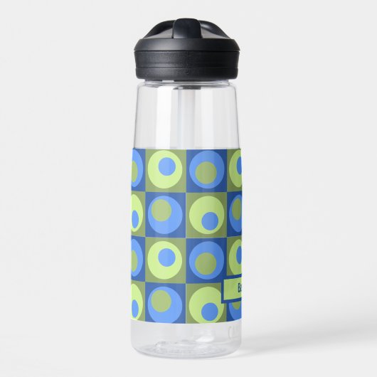 Green Blue Personalisiert Square Dot Pattern Trinkflasche (Vorne)