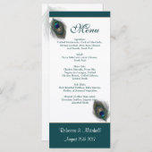Green Blue Pfau Feathers Menu Rack Card Menükarte (Vorne/Hinten)