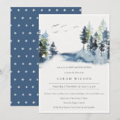 Green Blue Pine Forest Birds Baby Dusche einladen Dankeskarte (Vorne/Hinten)