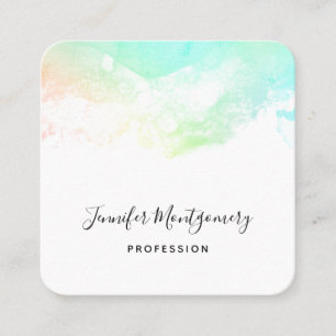 Green Blue & Pink Abstrakt Watercolor Wirbel Quadratische Visitenkarte