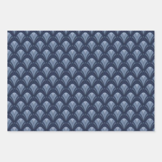 GREEN BLUE PINK GRAY ART DECO PATTERIEN GESCHENKPAPIER SET (Vorderseite 3)