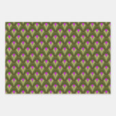 GREEN BLUE PINK GRAY ART DECO PATTERIEN GESCHENKPAPIER SET (Vorderseite)