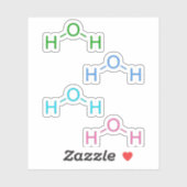 Green Blue Pink H2O Water Molecule Aufkleber (Blatt)