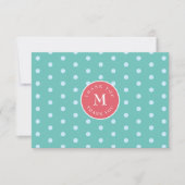 Green Blue Polka Dot Flat Danke Karte (Vorderseite)