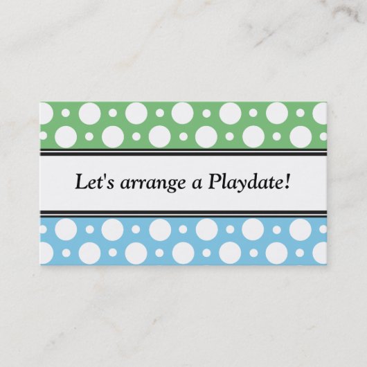 Green Blue Polka Dots Visitenkarten Telefonnummerkarte (Vorderseite)