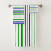 Green blue purple stripes modern custom pattern badhandtuch set (Insitu)