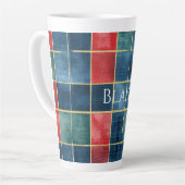 Green Blue Red Gold Plaid Stripes Milchtasse (Linke Ecke)