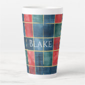Green Blue Red Gold Plaid Stripes Milchtasse (Vorderseite)