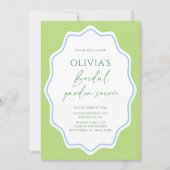 Green Blue Scallop Frame Garden Brautparty Einladung (Vorderseite)