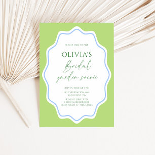 Green Blue Scallop Frame Garden Brautparty Einladung