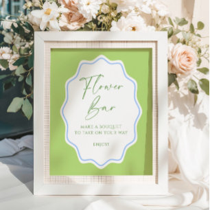 Green Blue Scallope Frame Bridal Blume Bar Poster