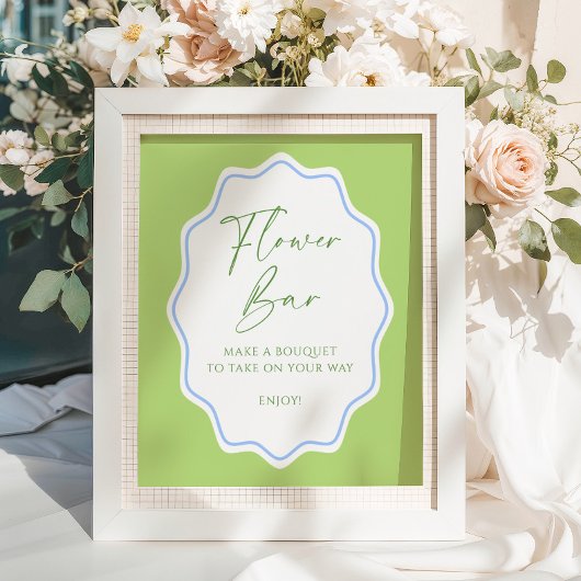 Green Blue Scallope Frame Bridal Blume Bar Poster
